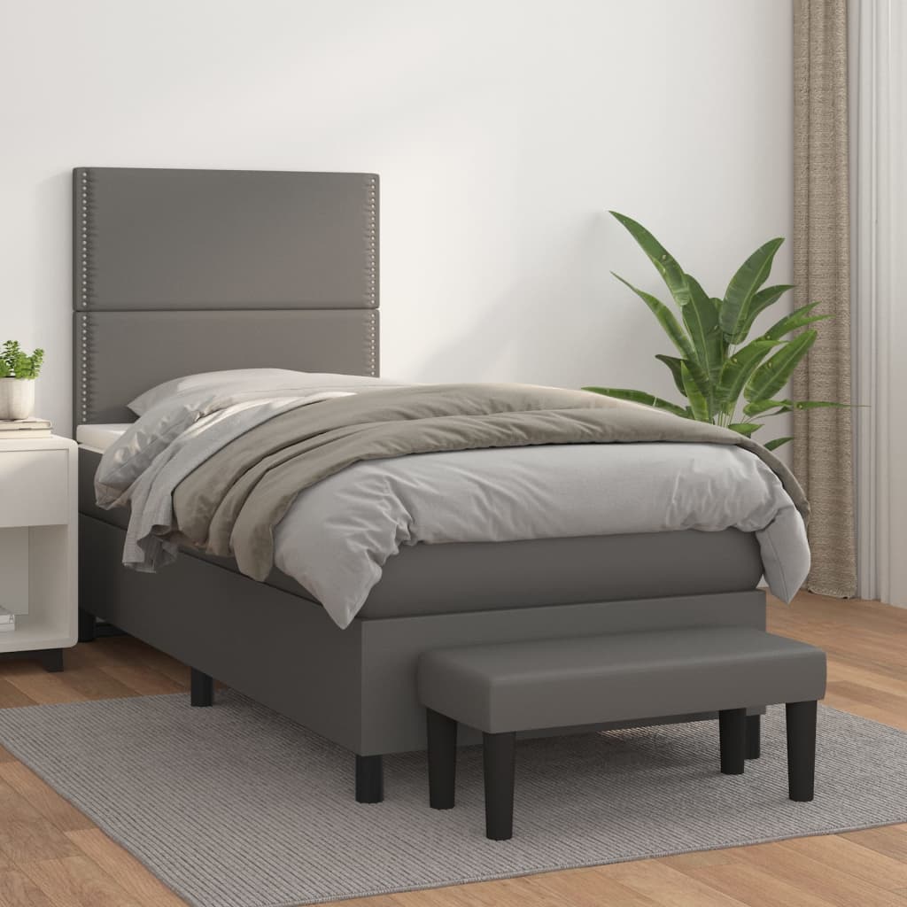 Sommier à lattes de lit avec matelas Gris 90x190 cm Similicuir - XIOS
