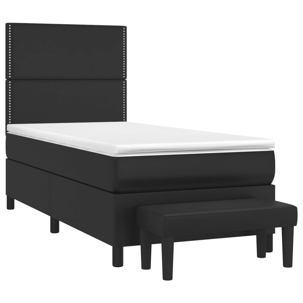 Sommier à lattes de lit avec matelas Noir 90x200 cm Similicuir - XIOS