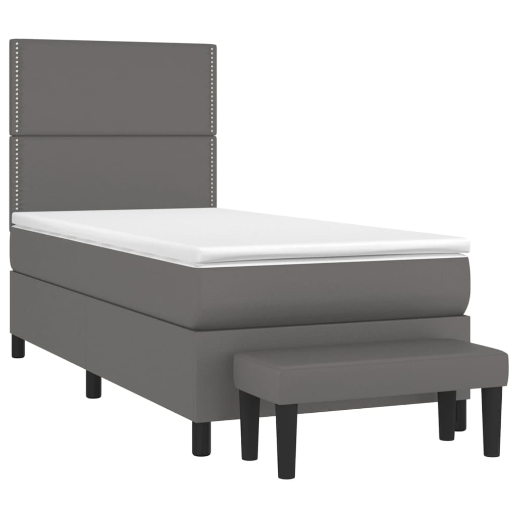 Sommier à lattes de lit avec matelas Gris 90x200 cm Similicuir - XIOS