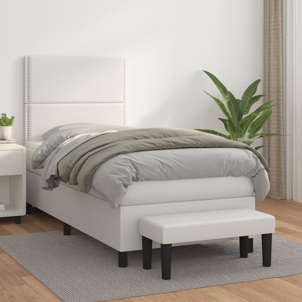 Sommier à lattes de lit avec matelas Blanc 100x200cm Similicuir - XIOS