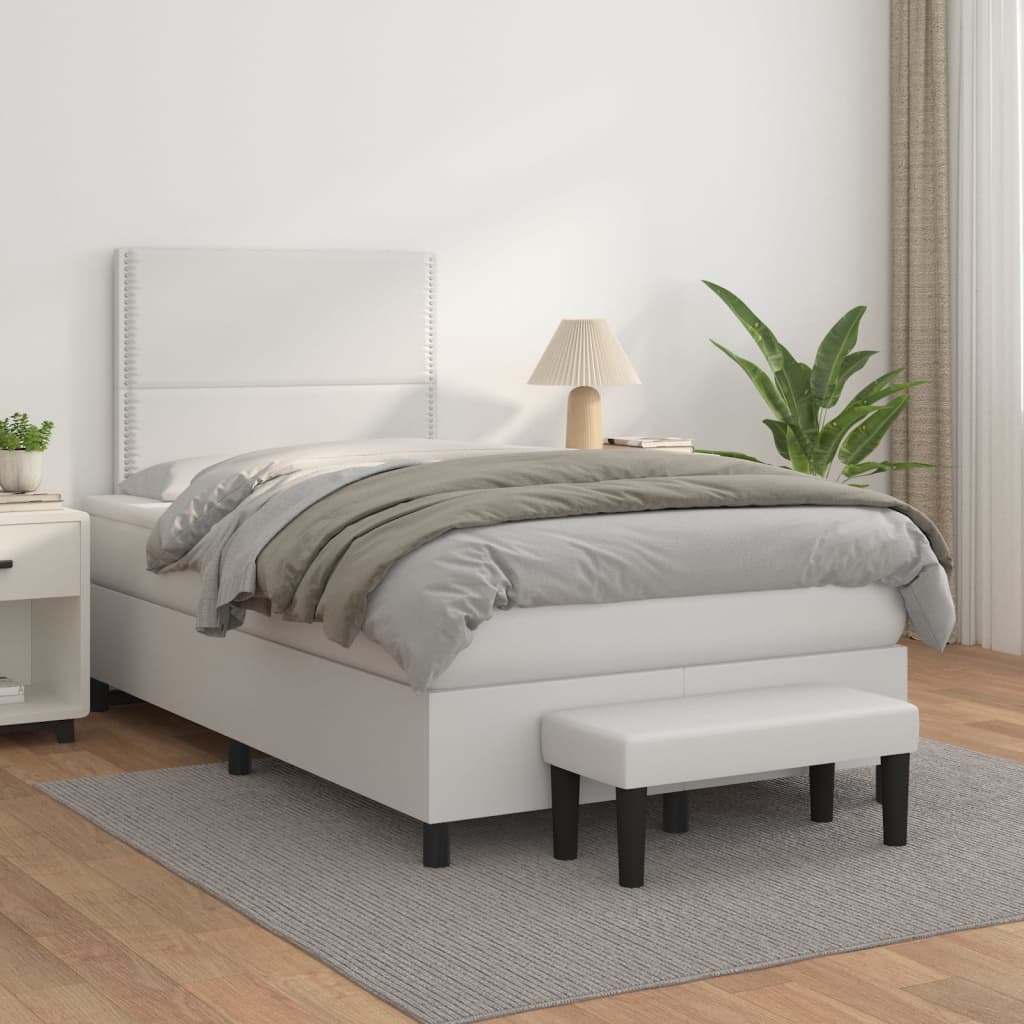 Sommier à lattes de lit avec matelas Blanc 120x200cm Similicuir - XIOS