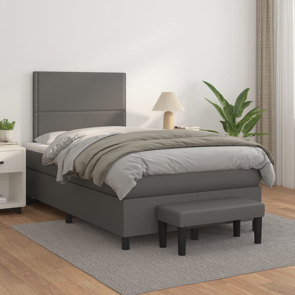 Sommier à lattes de lit avec matelas Gris 120x200 cm Similicuir - XIOS