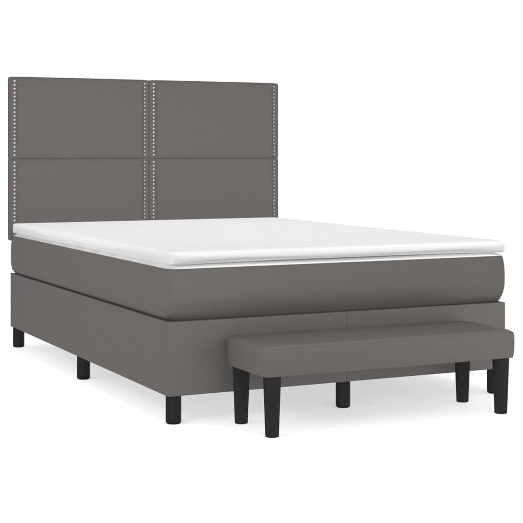 Sommier à lattes de lit avec matelas Gris 140x190 cm Similicuir - XIOS