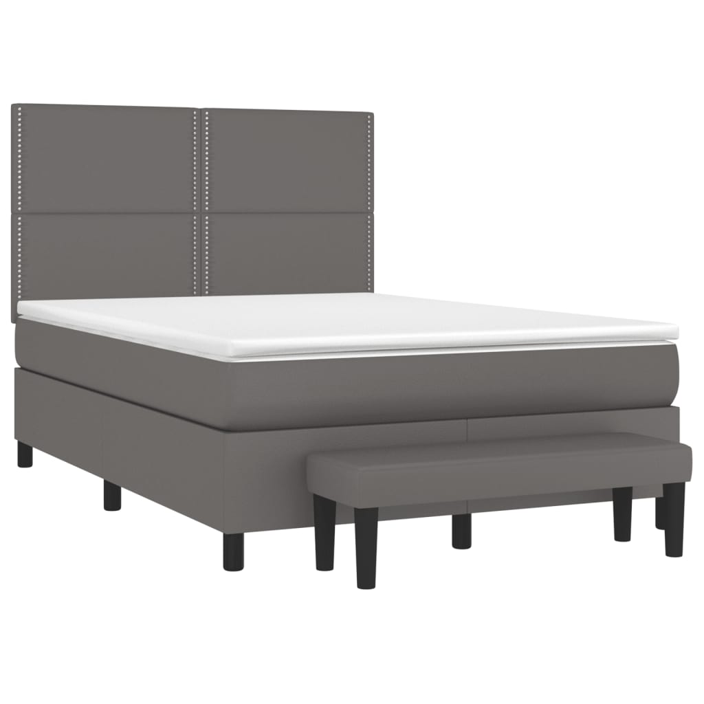 Sommier à lattes de lit avec matelas Gris 140x190 cm Similicuir - XIOS