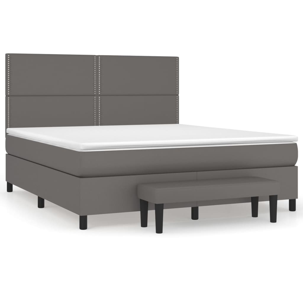 Sommier à lattes de lit avec matelas Gris 180x200 cm Similicuir - XIOS