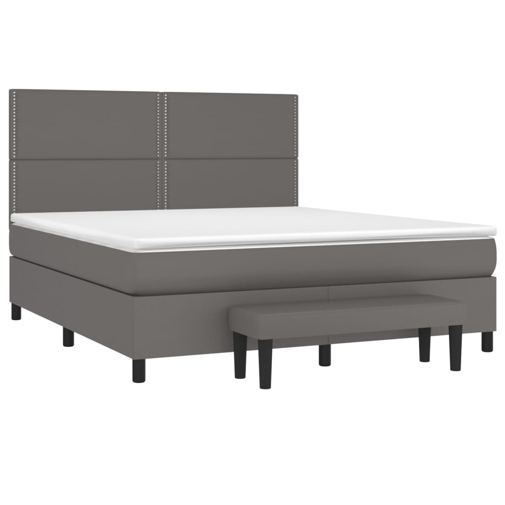 Sommier à lattes de lit avec matelas Gris 180x200 cm Similicuir - XIOS