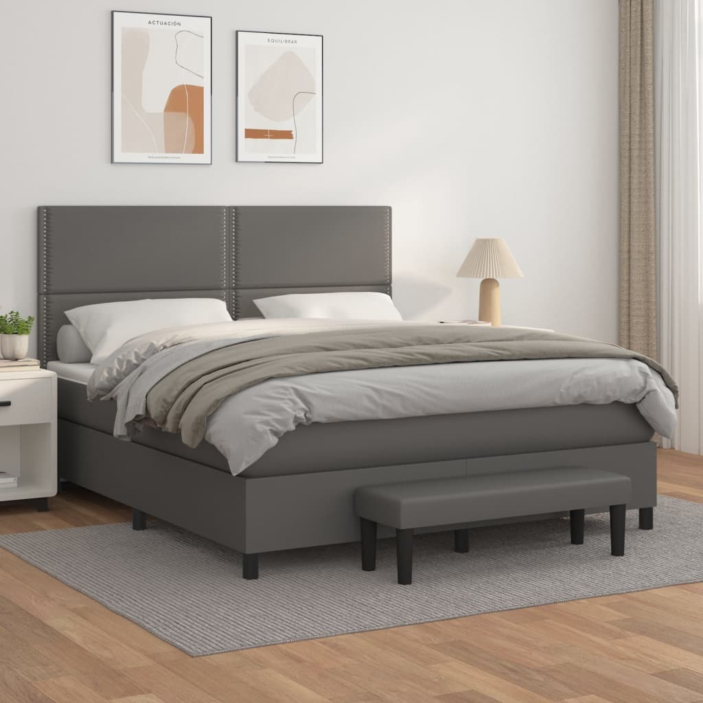 Sommier à lattes de lit avec matelas Gris 180x200 cm Similicuir - XIOS
