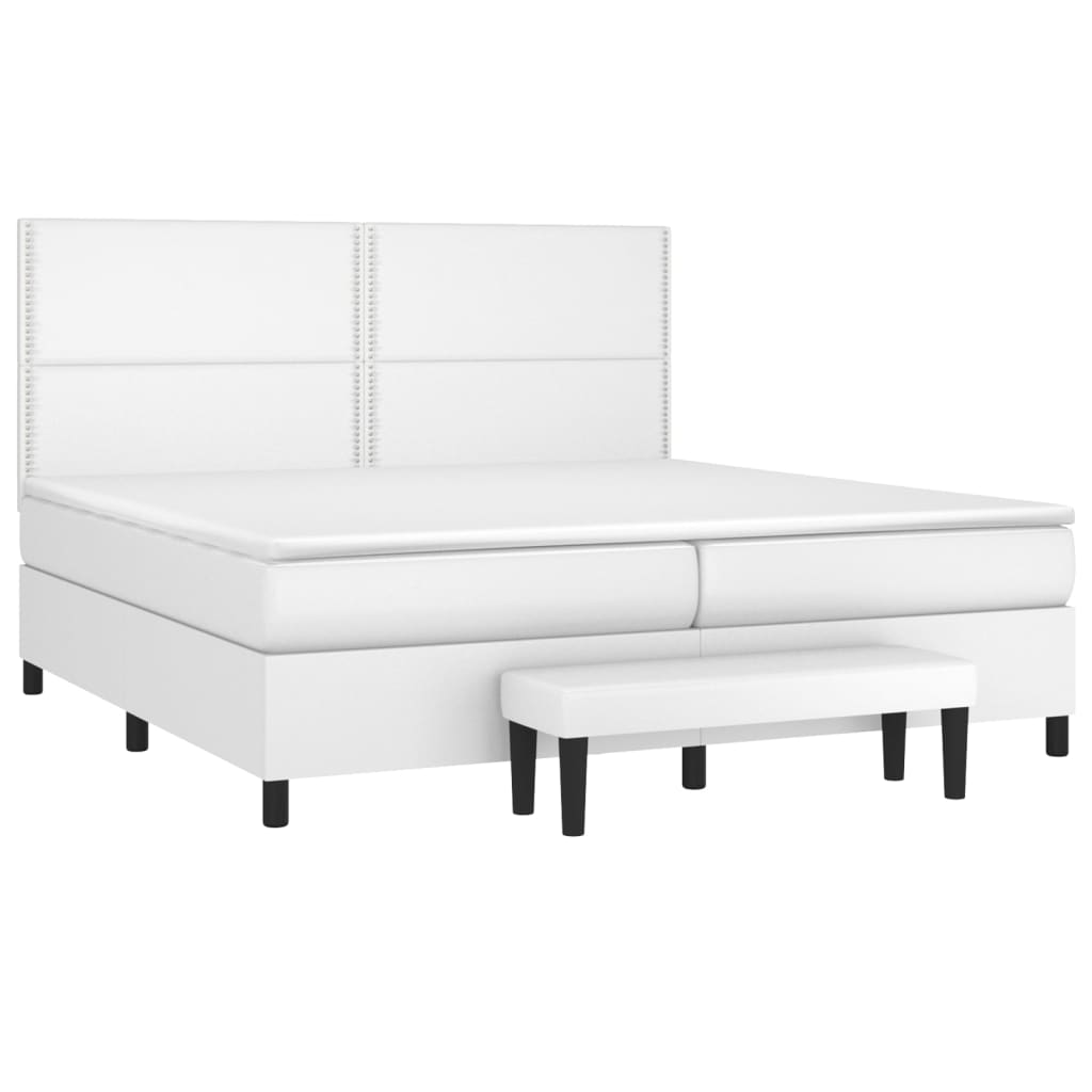 Sommier à lattes de lit avec matelas Blanc 200x200cm Similicuir - XIOS