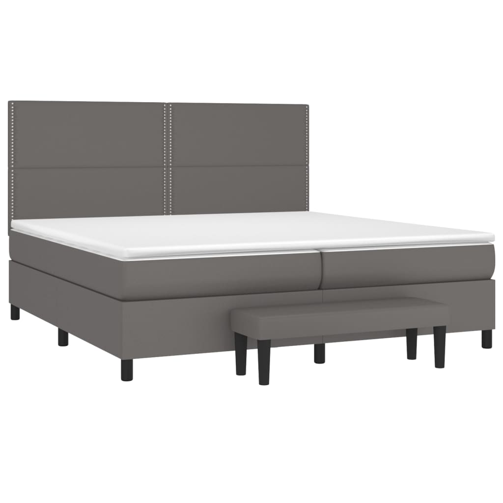Sommier à lattes de lit avec matelas Gris 200x200 cm Similicuir - XIOS