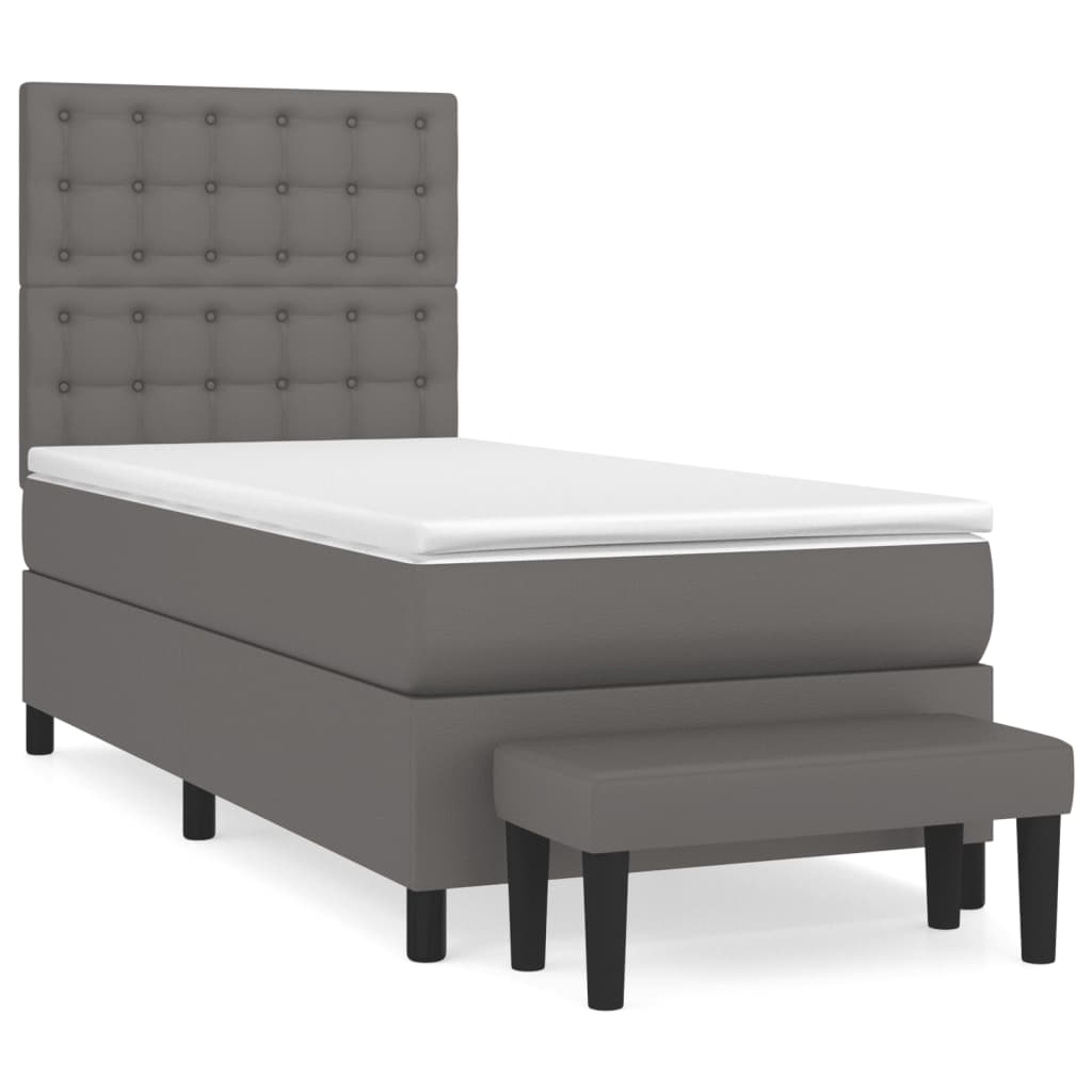 Sommier à lattes de lit avec matelas Gris 80x200 cm Similicuir - XIOS