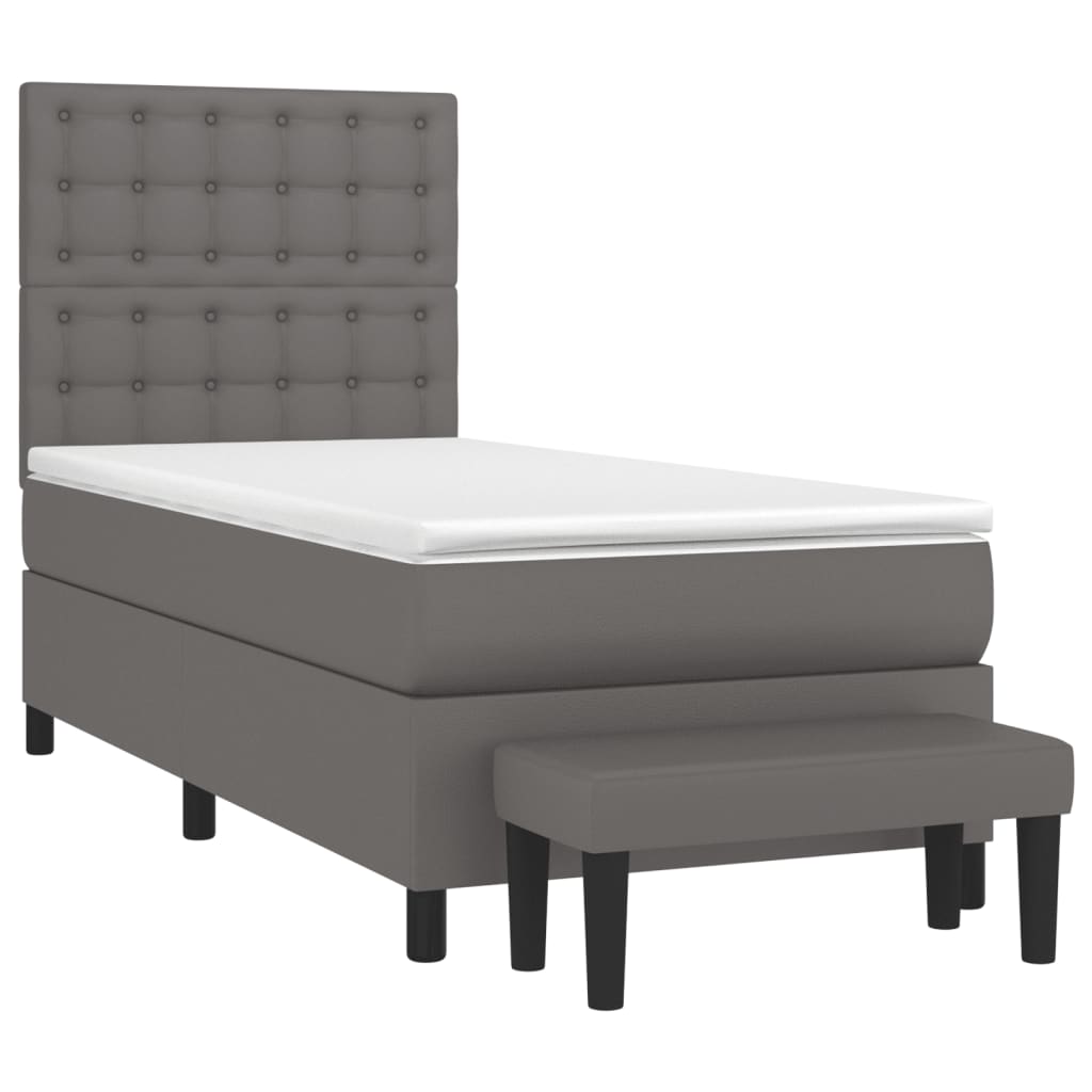 Sommier à lattes de lit avec matelas Gris 80x200 cm Similicuir - XIOS