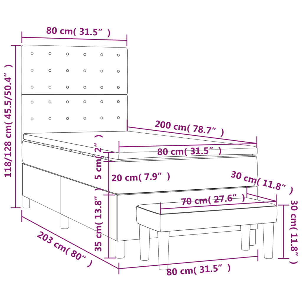 Sommier à lattes de lit avec matelas Gris 80x200 cm Similicuir - XIOS