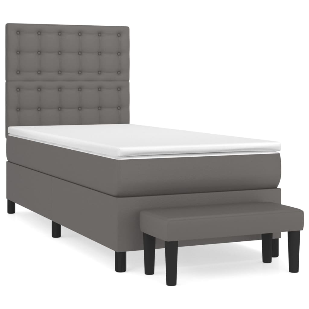 Sommier à lattes de lit avec matelas Gris 90x190 cm Similicuir - XIOS