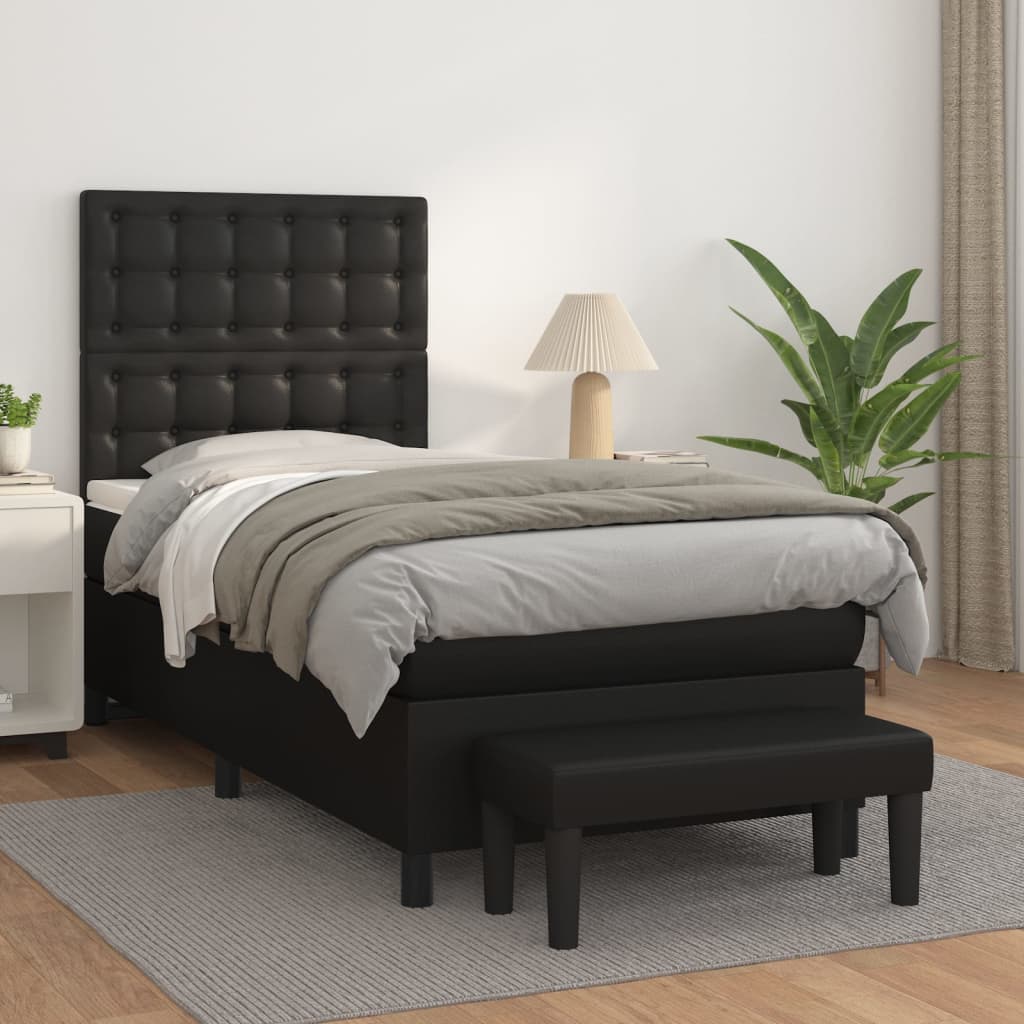 Sommier à lattes de lit avec matelas Noir 90x200 cm Similicuir - XIOS