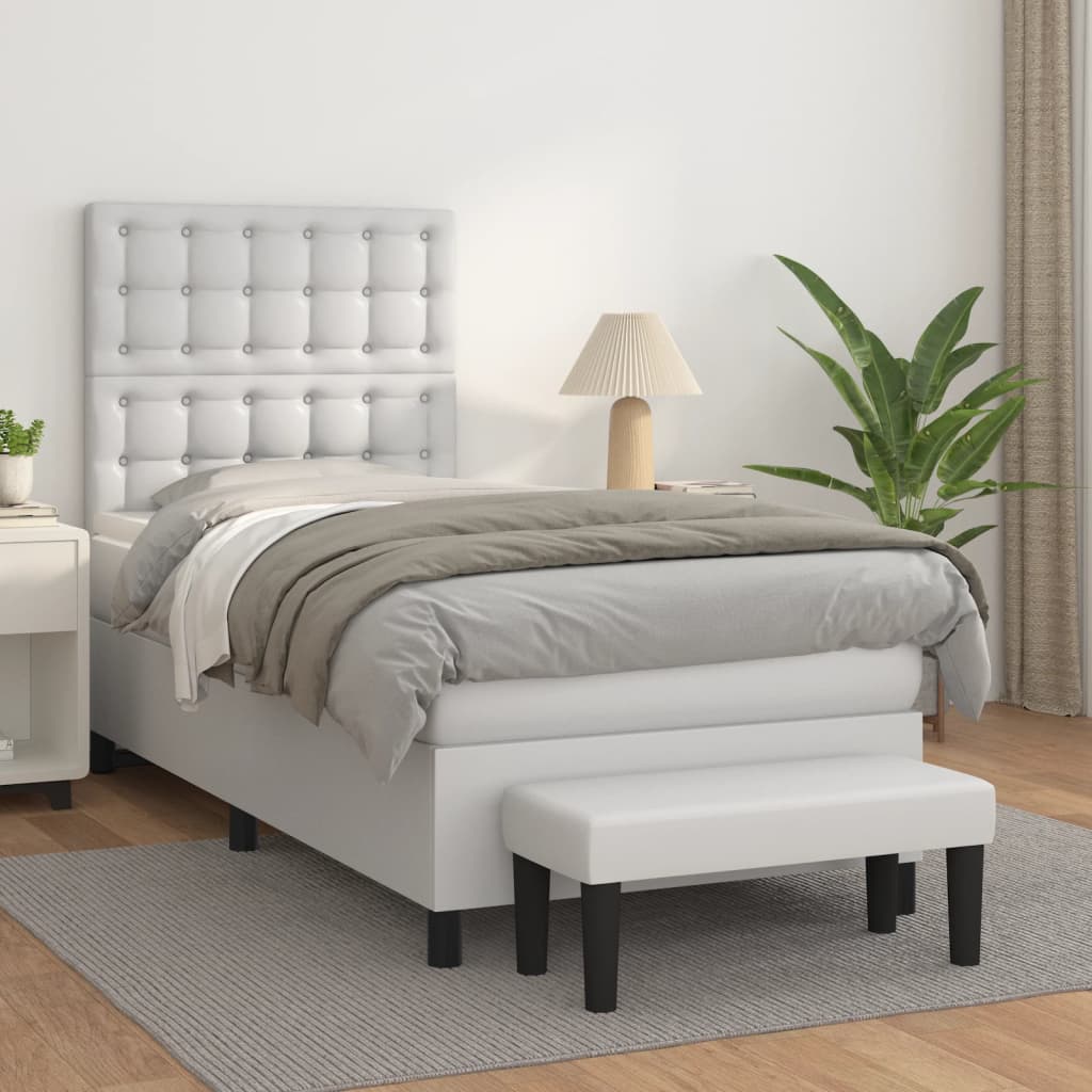 Sommier à lattes de lit avec matelas Blanc 90x200 cm Similicuir - XIOS