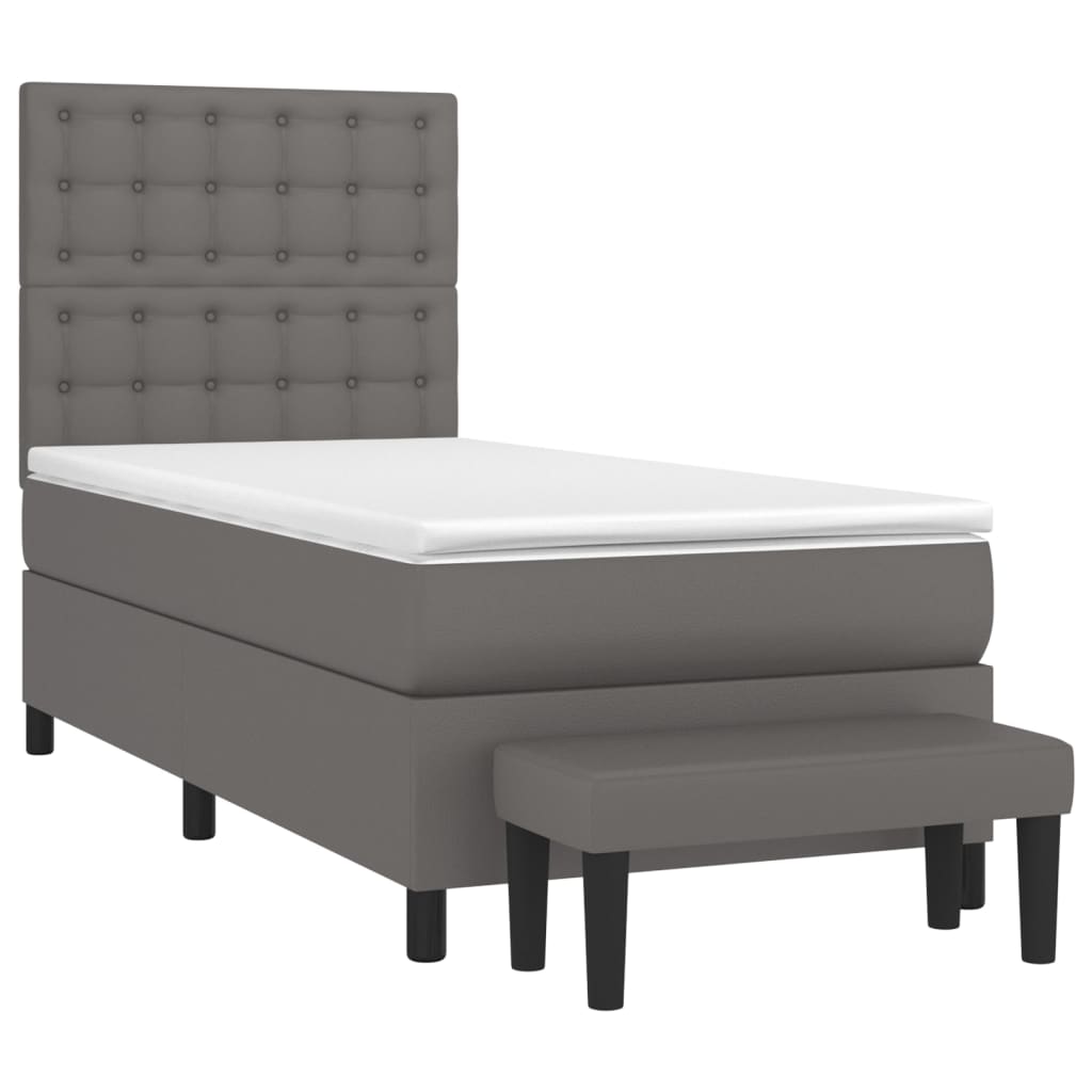 Sommier à lattes de lit avec matelas Gris 90x200 cm Similicuir - XIOS