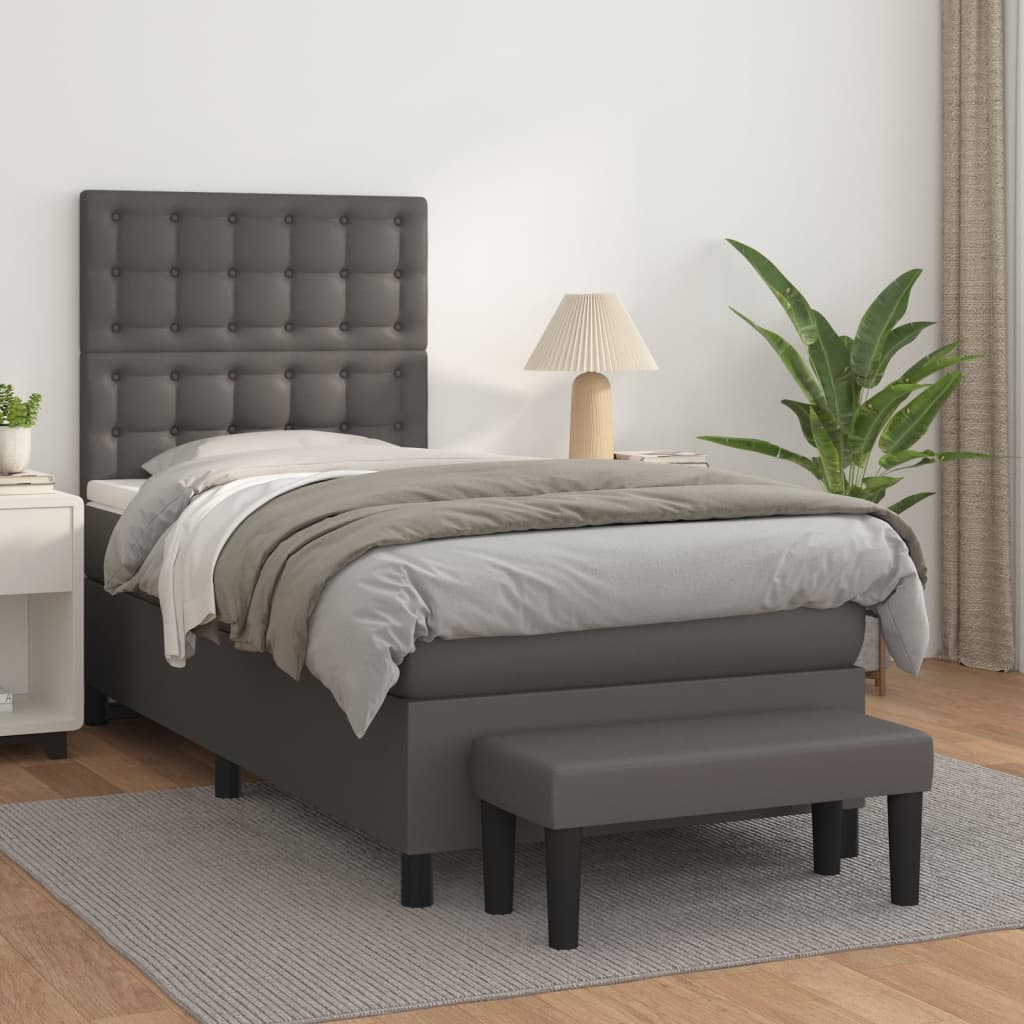 Sommier à lattes de lit avec matelas Gris 90x200 cm Similicuir - XIOS