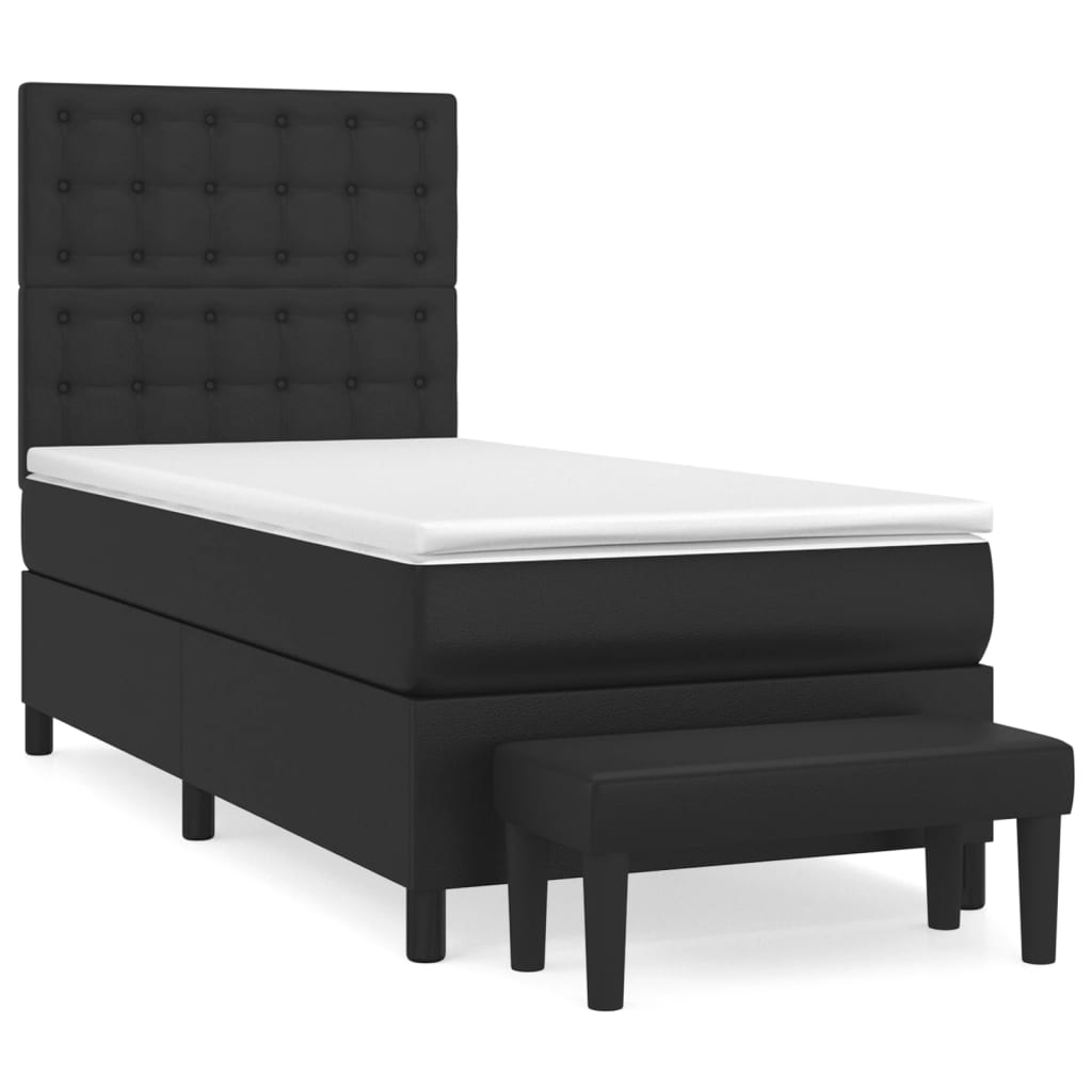 Sommier à lattes de lit avec matelas Noir 100x200 cm Similicuir - XIOS