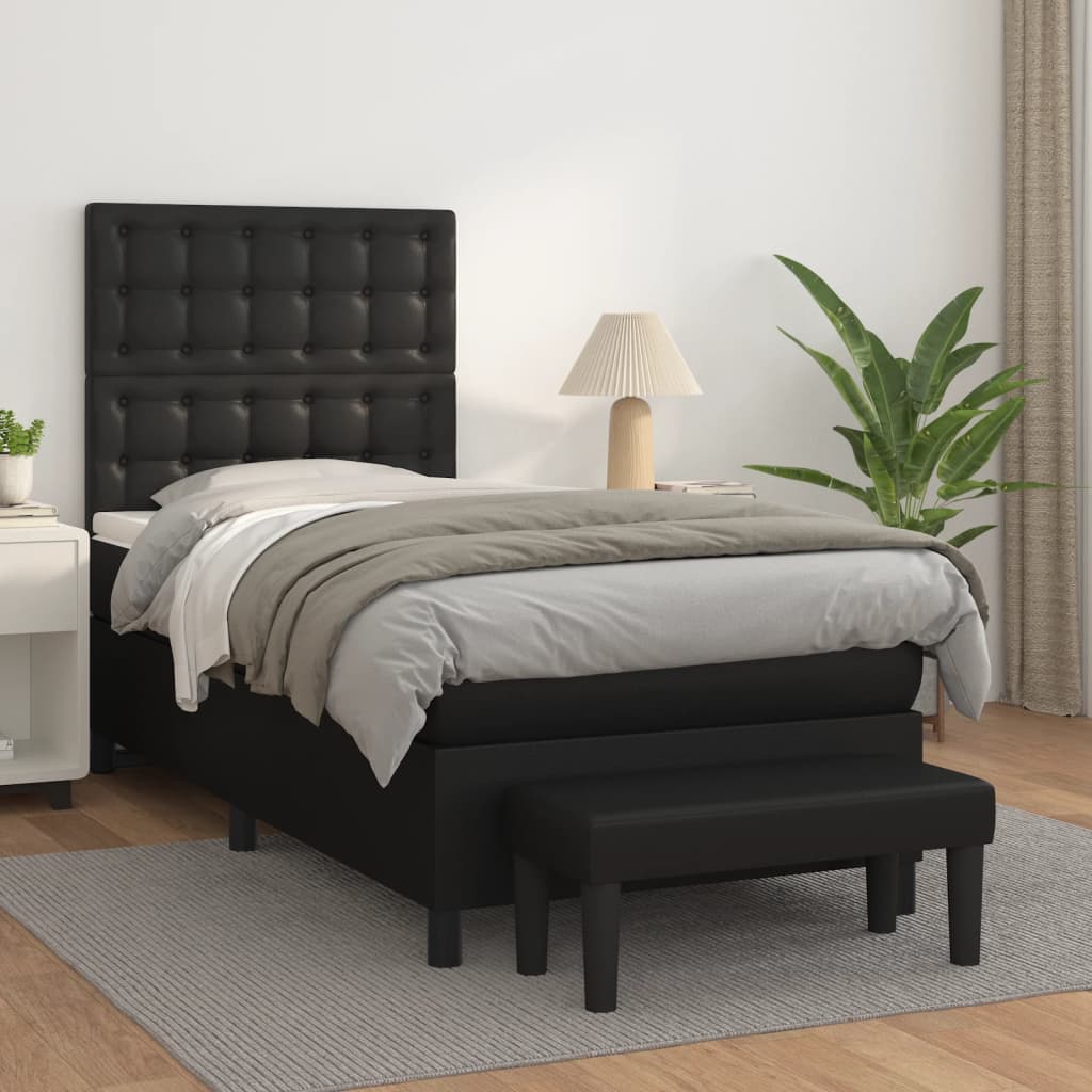 Sommier à lattes de lit avec matelas Noir 100x200 cm Similicuir - XIOS