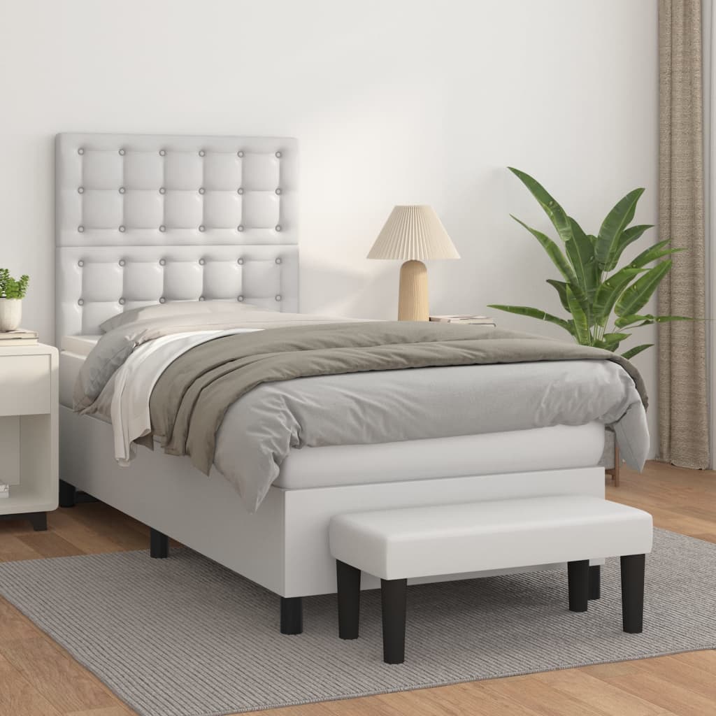 Sommier à lattes de lit avec matelas Blanc 100x200cm Similicuir - XIOS
