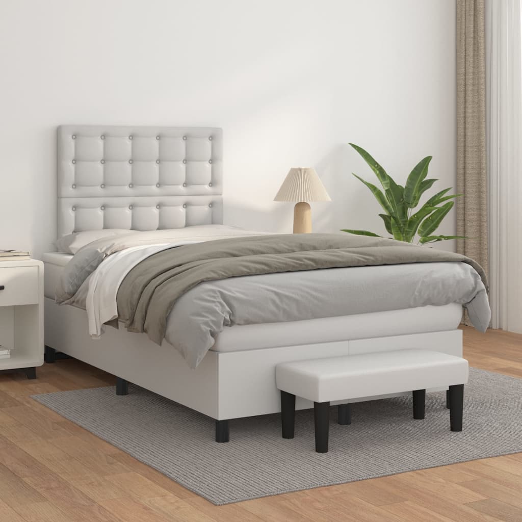 Sommier à lattes de lit avec matelas Blanc 120x200cm Similicuir - XIOS
