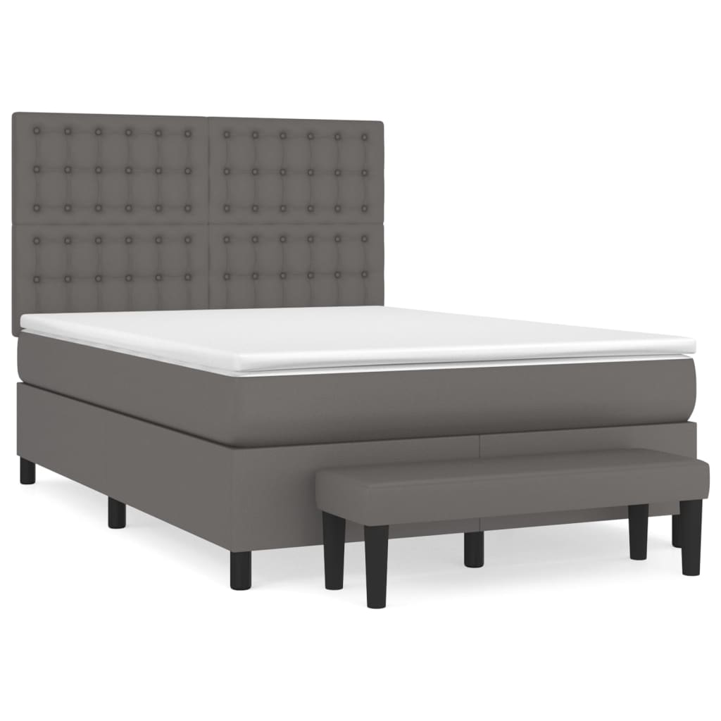 Sommier à lattes de lit avec matelas Gris 140x190 cm Similicuir - XIOS