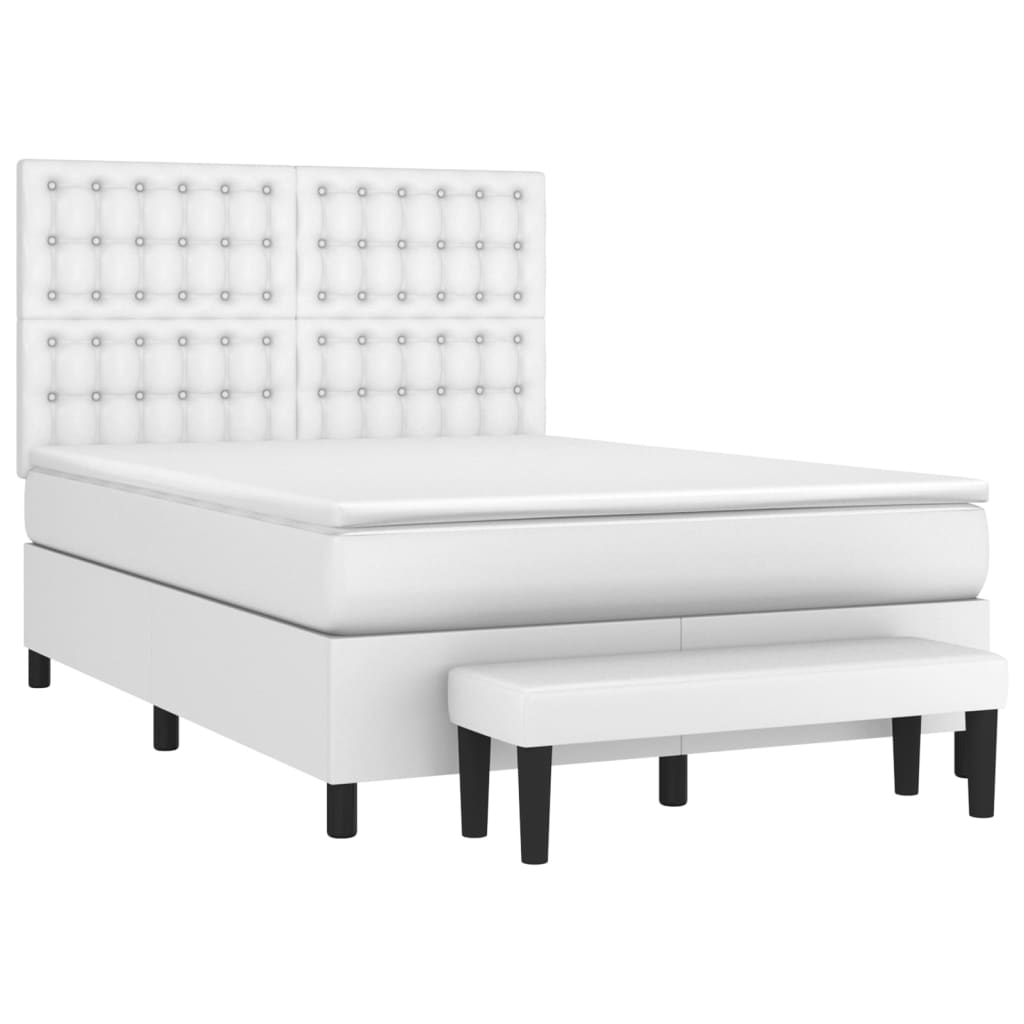 Sommier à lattes de lit avec matelas Blanc 140x200cm Similicuir - XIOS