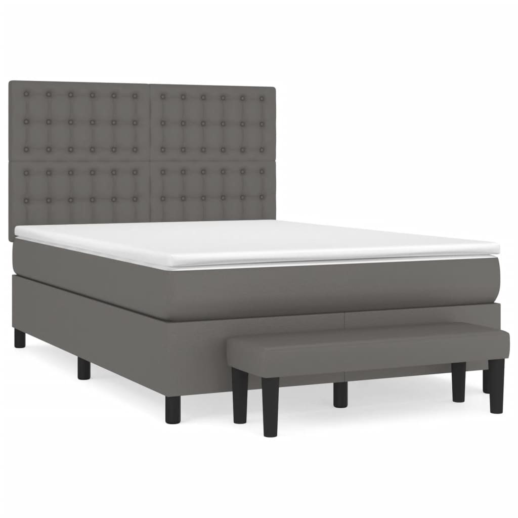 Sommier à lattes de lit avec matelas Gris 140x200 cm Similicuir - XIOS