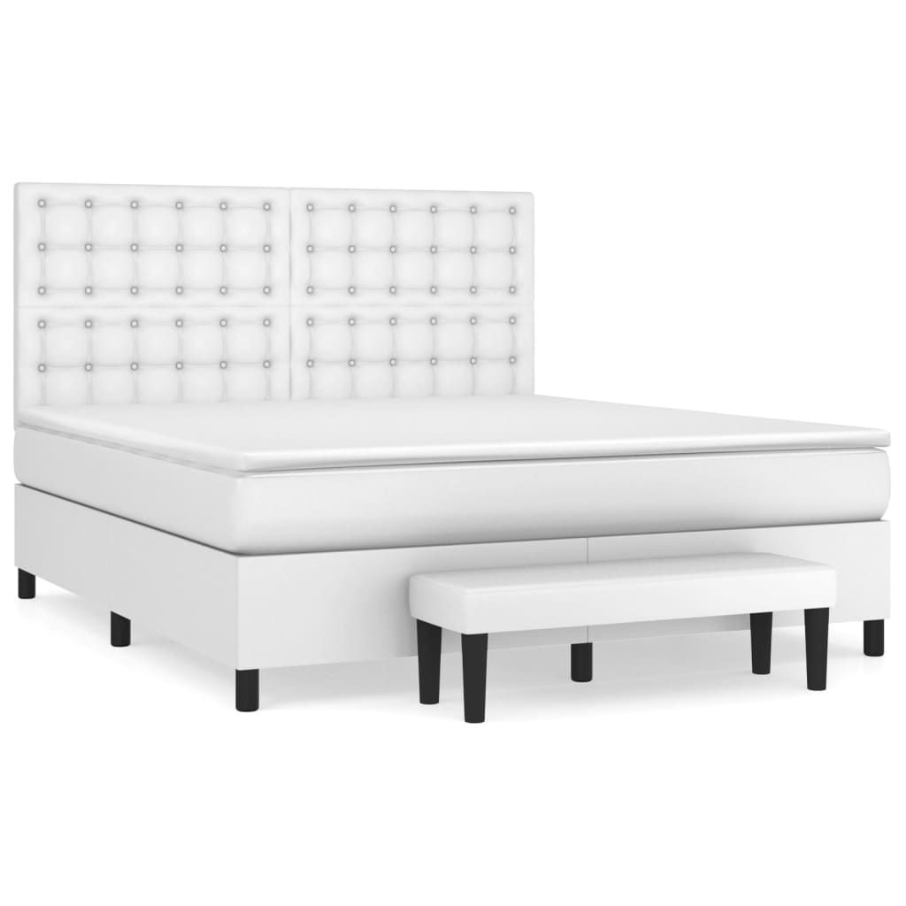 Sommier à lattes de lit avec matelas Blanc 160x200cm Similicuir - XIOS