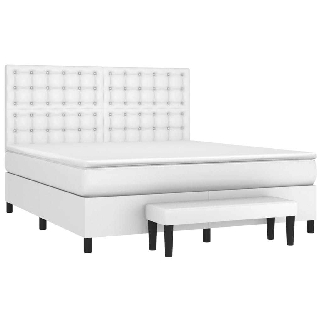 Sommier à lattes de lit avec matelas Blanc 160x200cm Similicuir - XIOS