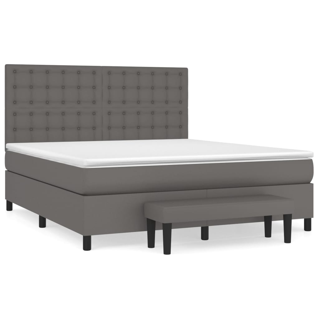 Sommier à lattes de lit avec matelas Gris 160x200 cm Similicuir