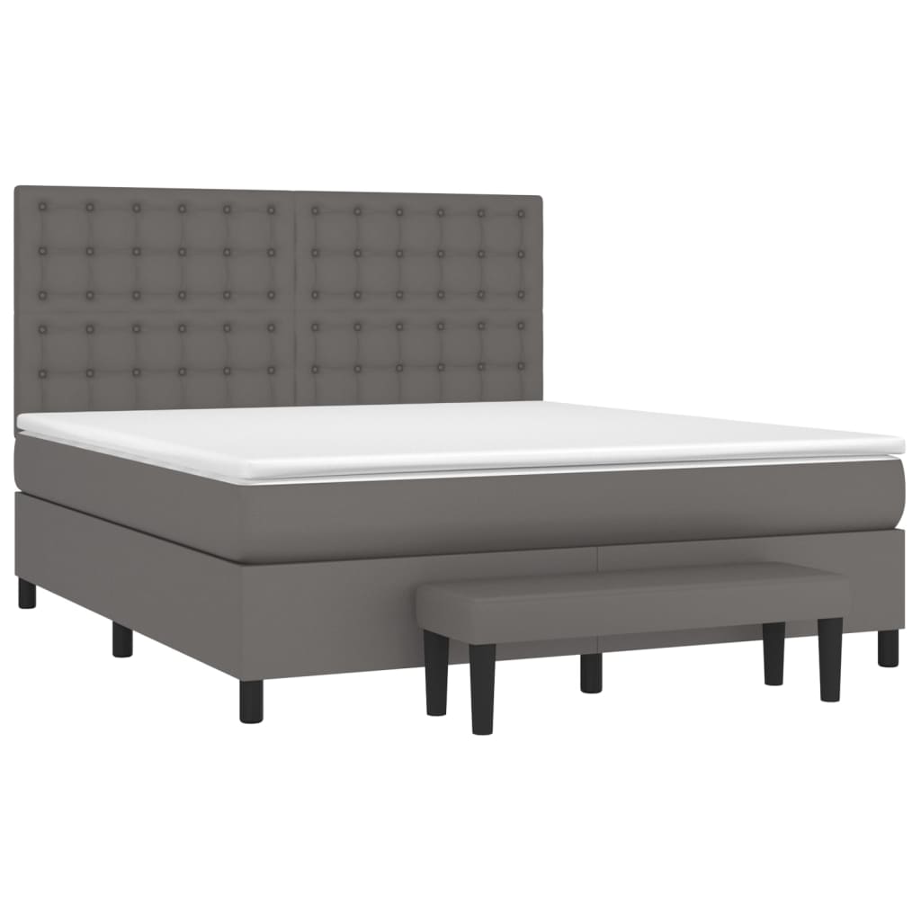 Sommier à lattes de lit avec matelas Gris 160x200 cm Similicuir