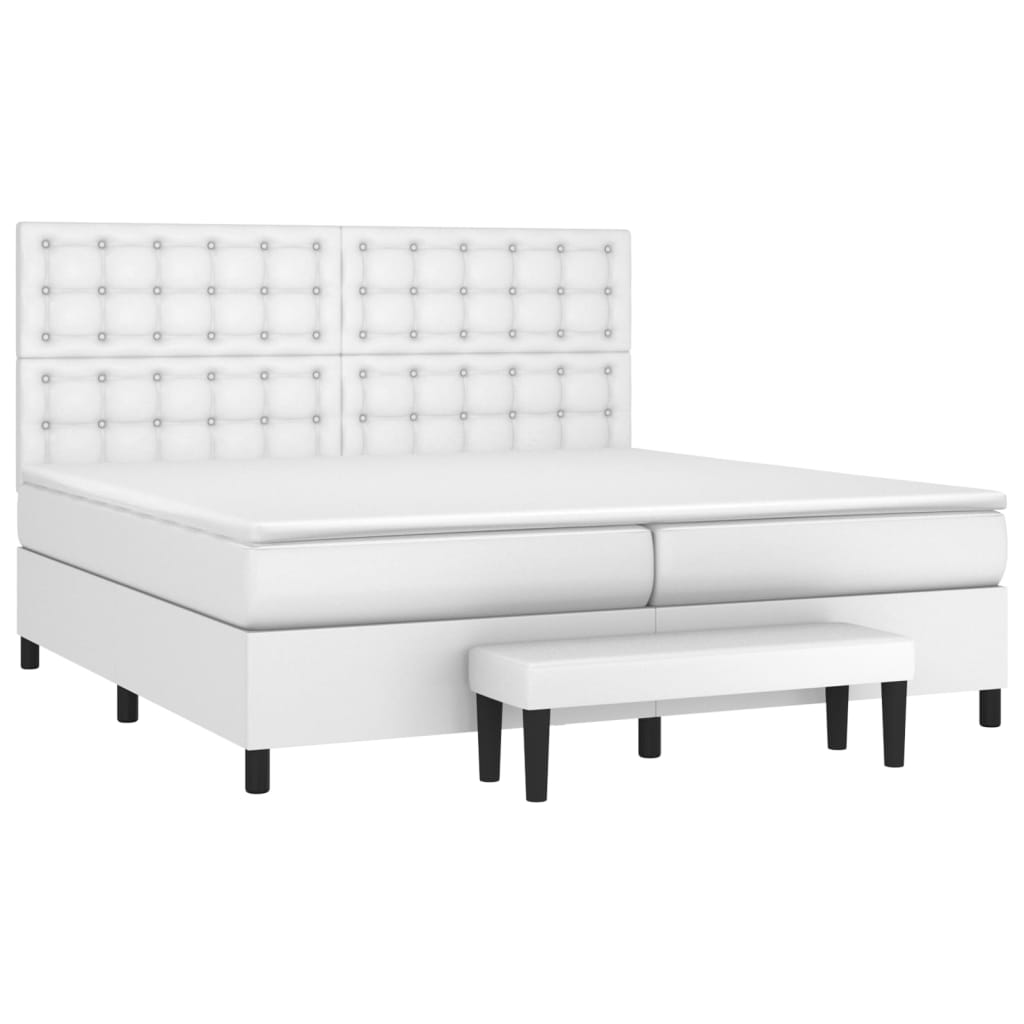 Sommier à lattes de lit avec matelas Blanc 200x200cm Similicuir - XIOS