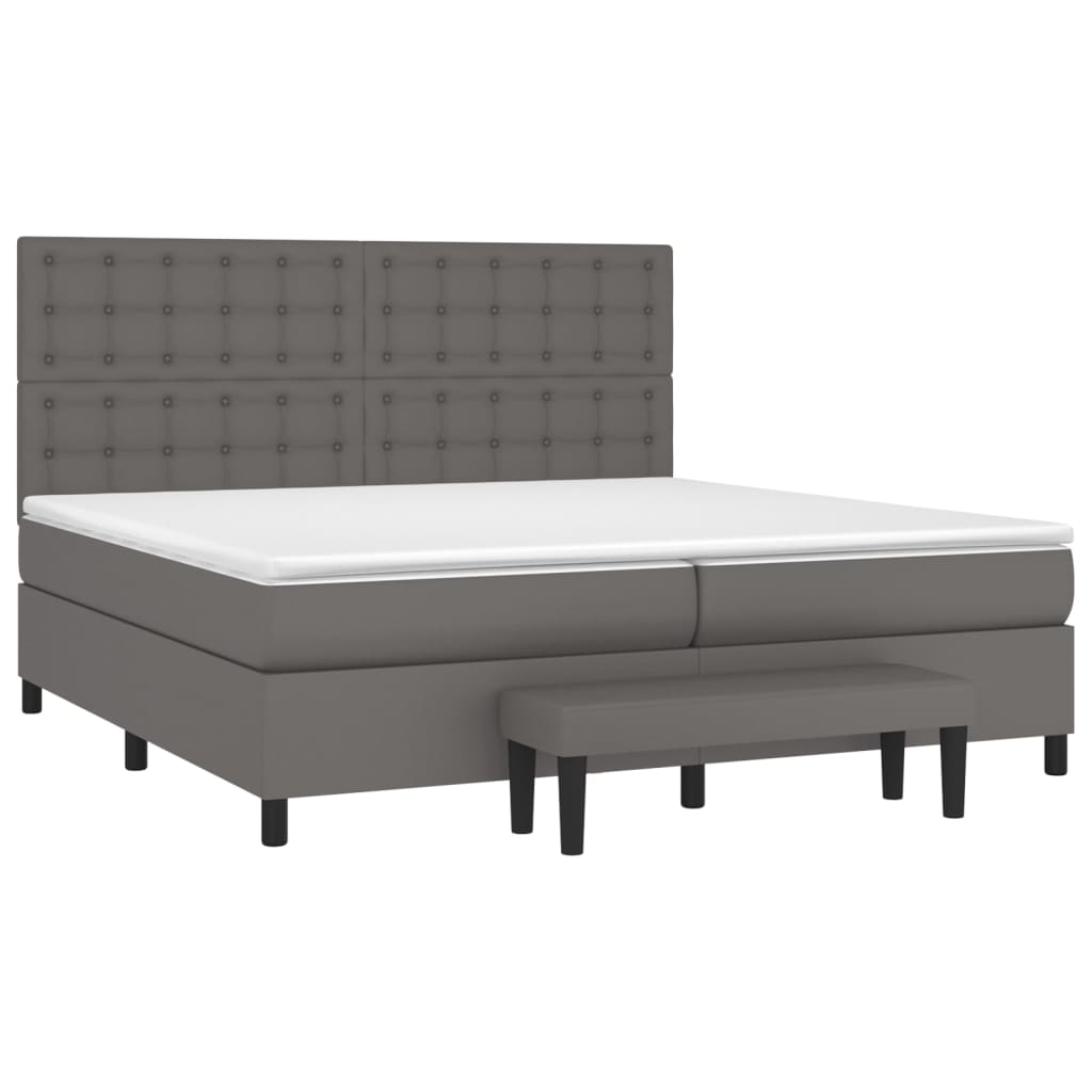 Sommier à lattes de lit avec matelas Gris 200x200 cm Similicuir - XIOS