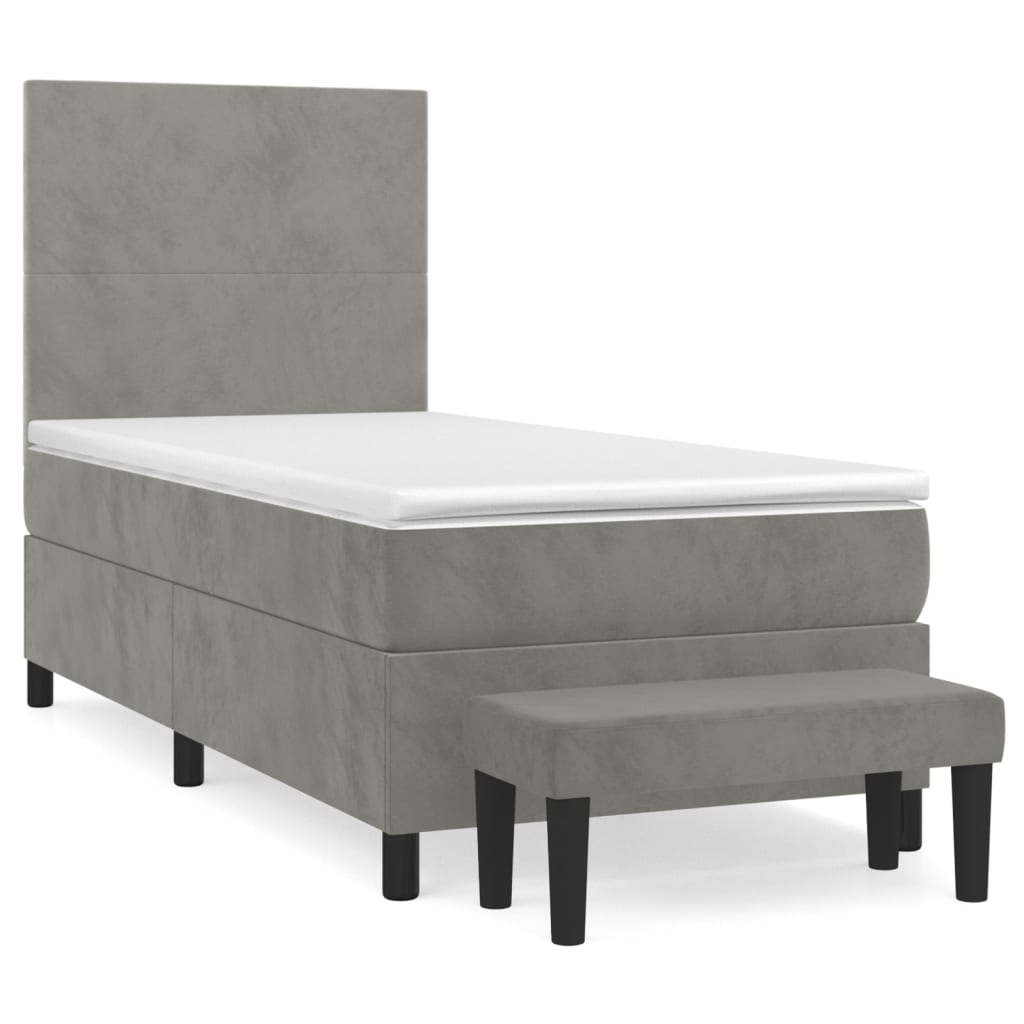 Sommier à lattes de lit et matelas Gris clair 80x200 cm Velours - XIOS
