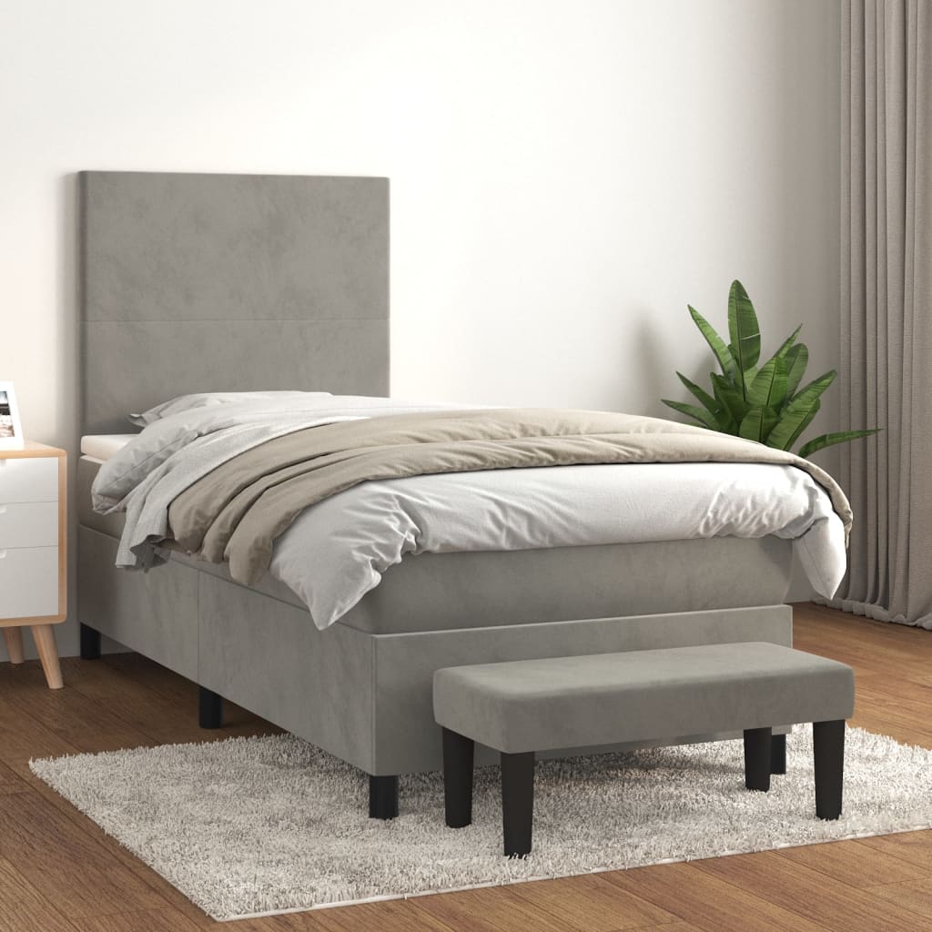 Sommier à lattes de lit et matelas Gris clair 80x200 cm Velours - XIOS