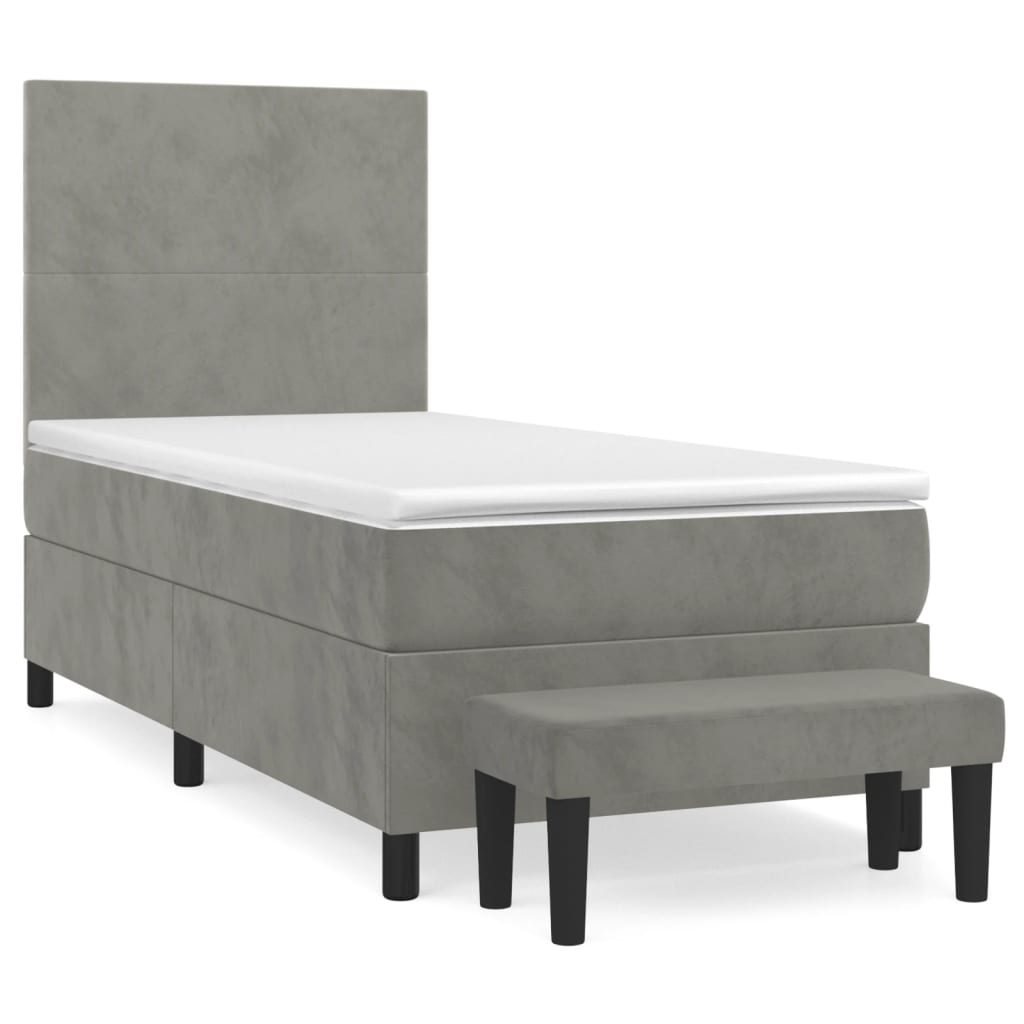 Sommier à lattes de lit et matelas Gris clair 90x190 cm Velours - XIOS