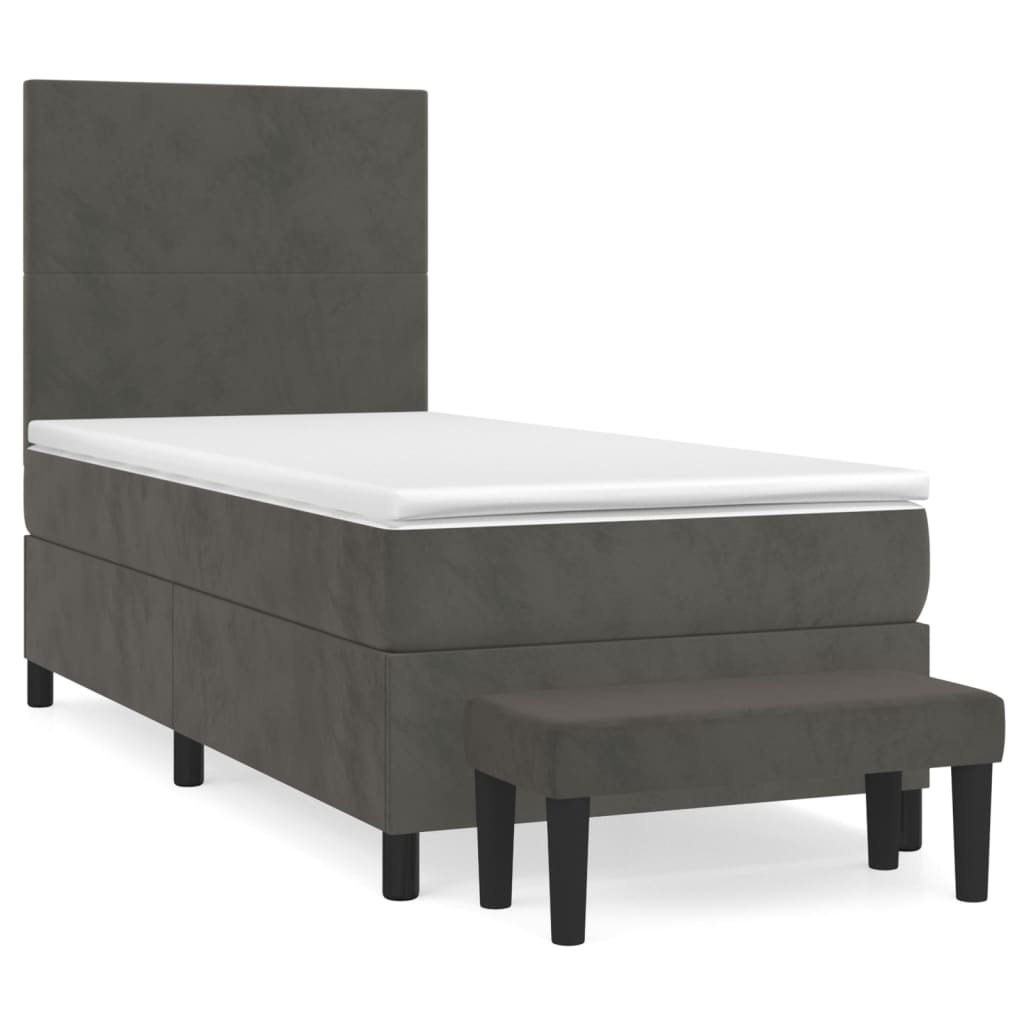 Sommier à lattes de lit et matelas Gris foncé 90x190 cm Velours - XIOS