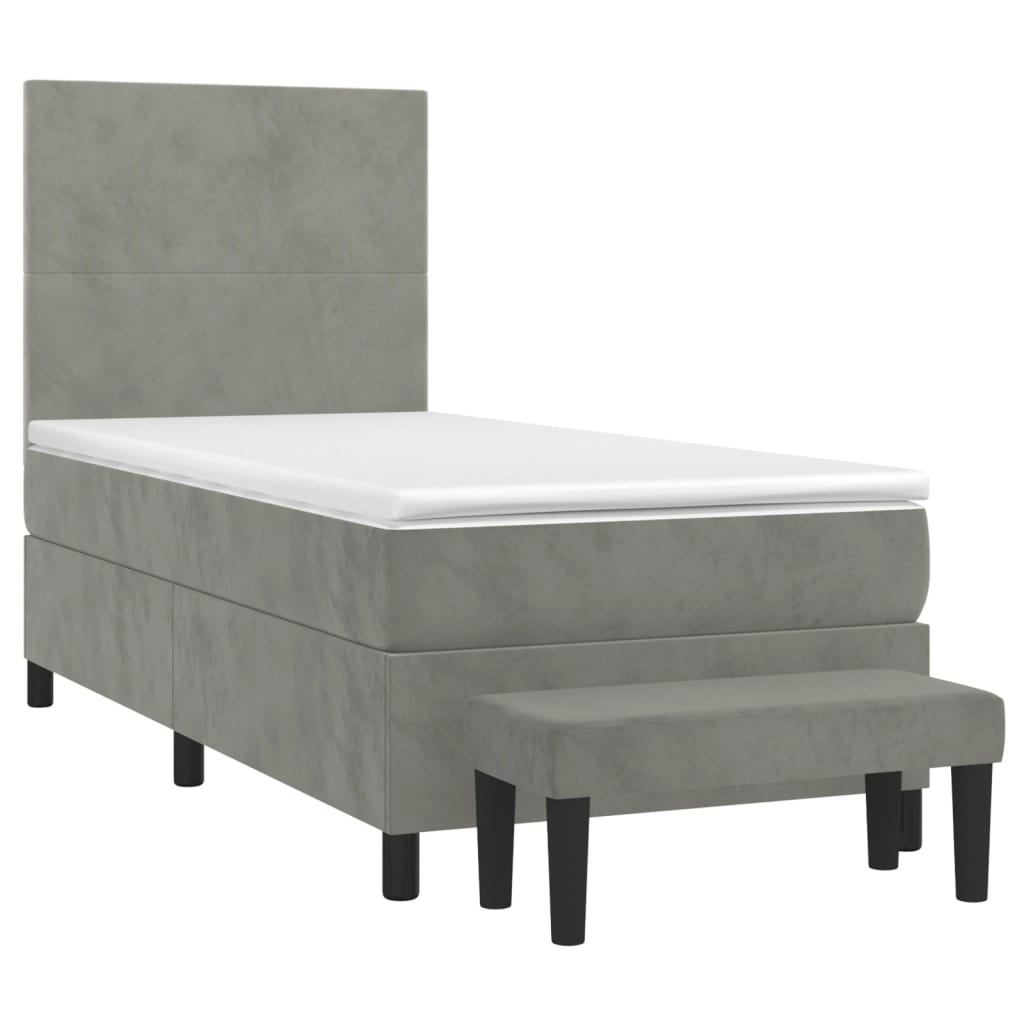 Sommier à lattes de lit et matelas Gris clair 90x200 cm Velours - XIOS