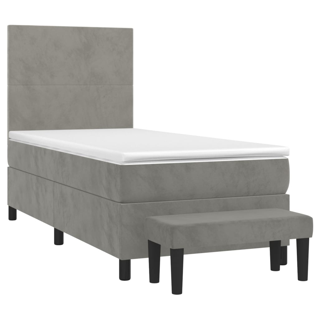 Sommier à lattes de lit et matelas Gris clair 100x200cm Velours - XIOS