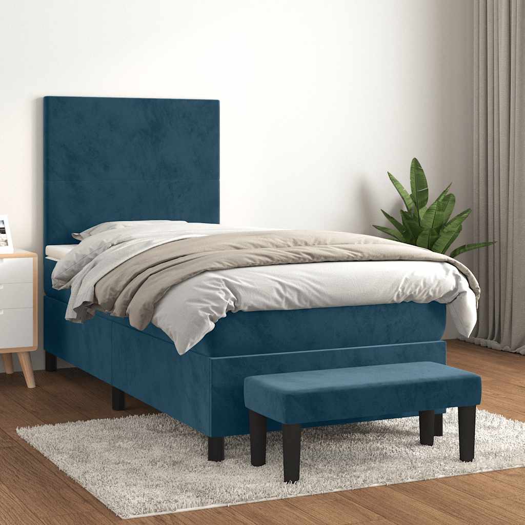 Sommier à lattes de lit avec matelas Bleu foncé 100x200 cm - XIOS