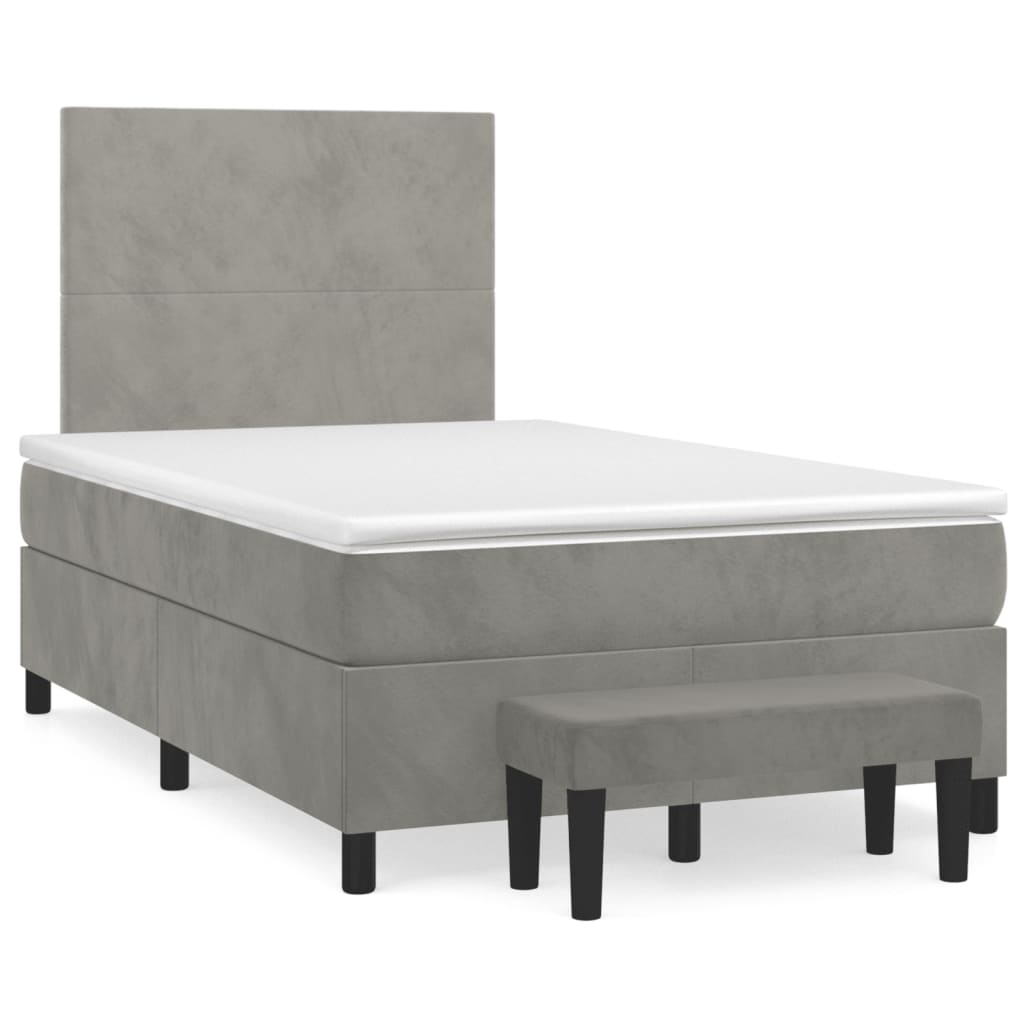 Sommier à lattes de lit et matelas Gris clair 120x200cm Velours - XIOS