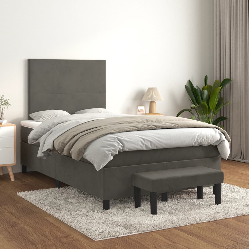Sommier à lattes de lit et matelas Gris foncé 120x200cm Velours - XIOS
