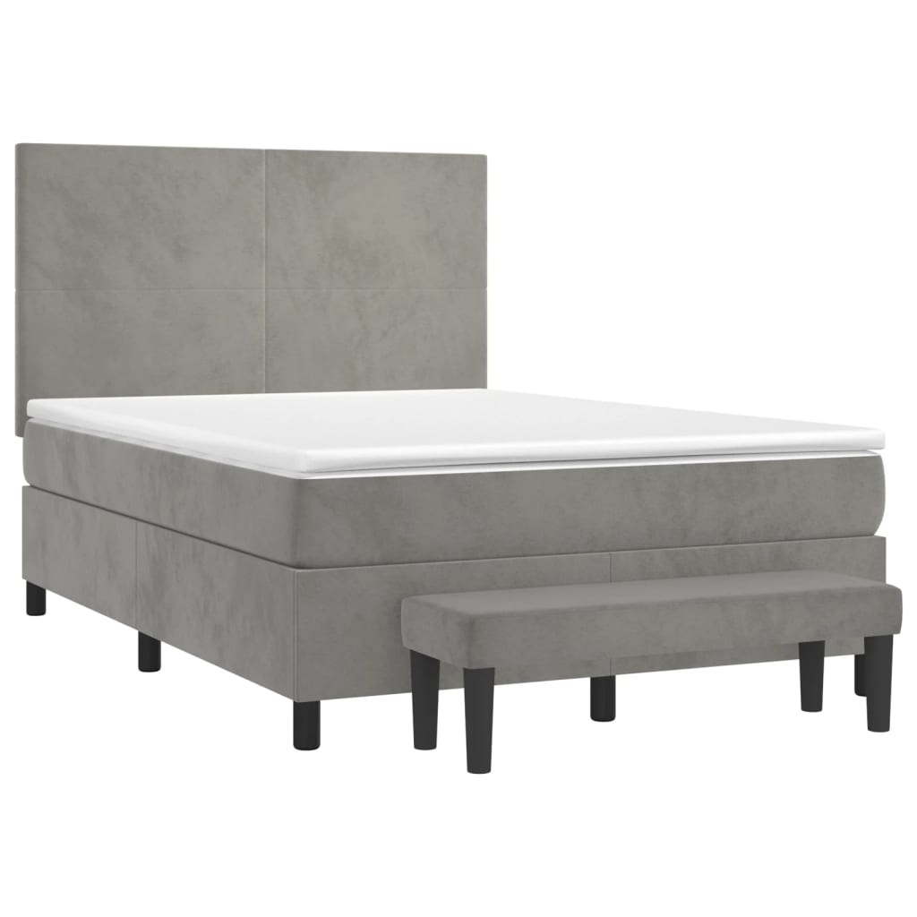 Sommier à lattes de lit et matelas Gris clair 140x190cm Velours - XIOS