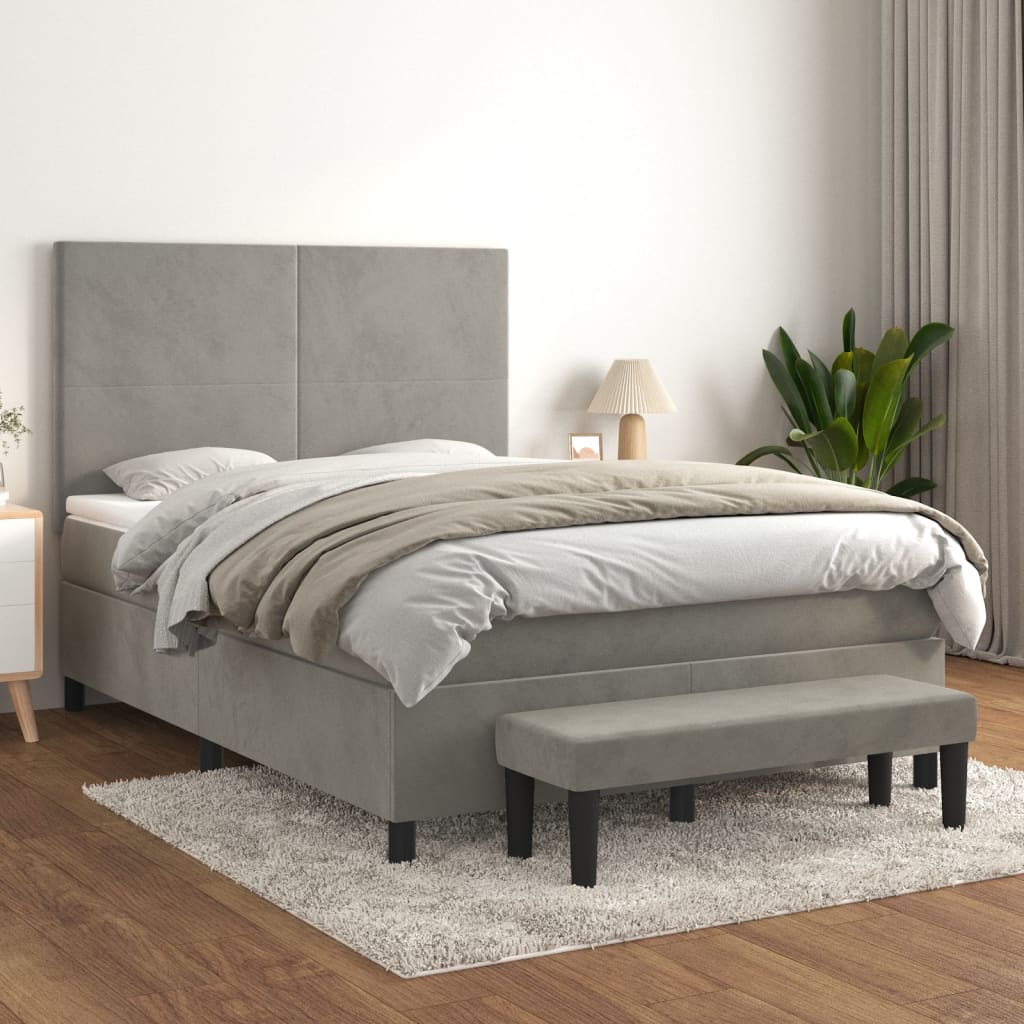 Sommier à lattes de lit et matelas Gris clair 140x190cm Velours - XIOS