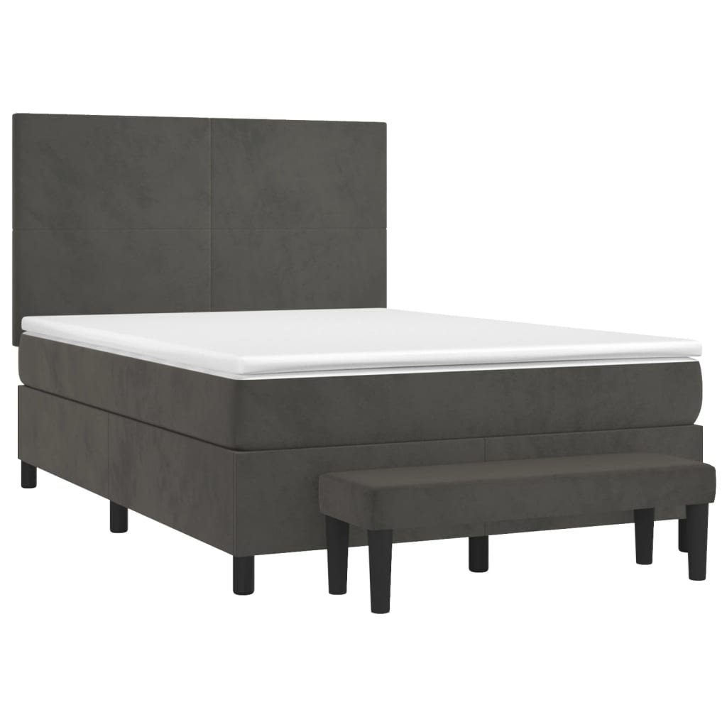 Sommier à lattes de lit et matelas Gris foncé 140x190cm Velours - XIOS