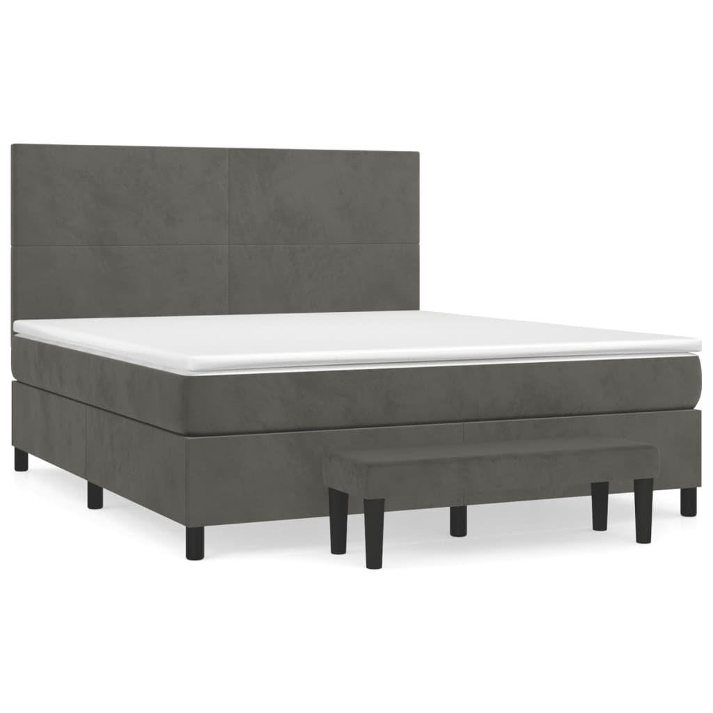 Sommier à lattes de lit et matelas Gris foncé 160x200cm Velours - XIOS