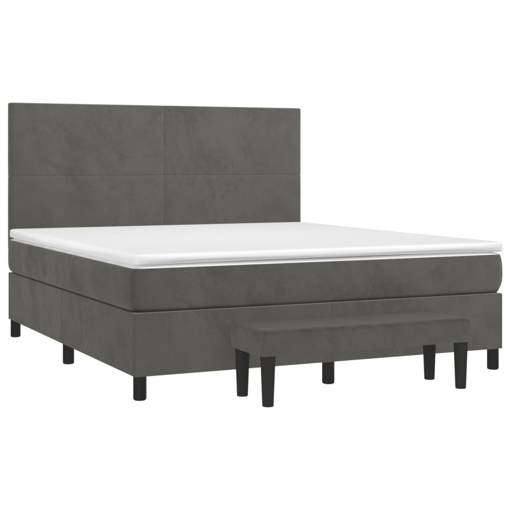 Sommier à lattes de lit et matelas Gris foncé 160x200cm Velours - XIOS