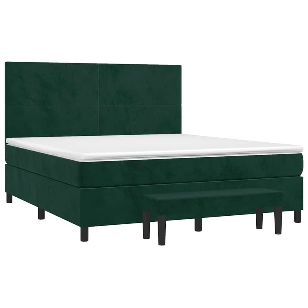 Sommier à lattes de lit et matelas Vert foncé 160x200cm Velours