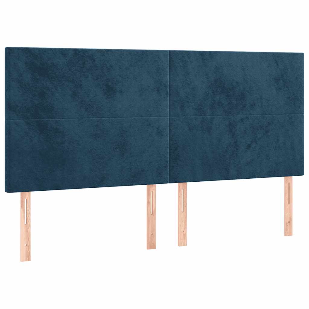 Sommier à lattes de lit et matelas Bleu foncé 160x200cm Velours